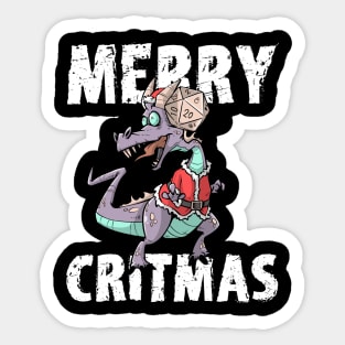 Critical Hit D20 Dice RPG Meme PnP Dragon Merry Critmas Gift Sticker